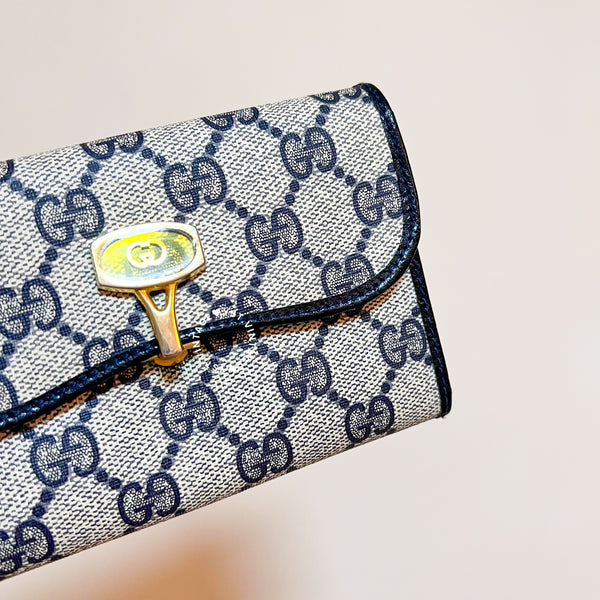 Vintage Gucci 1980's GG Wallet - Navy