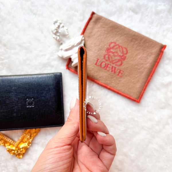 Vintage Loewe Card Holder - Black/ Autumn Brown