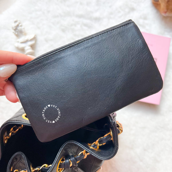 Vintage Chanel Small Bucket Bag with Coco Mark Chain - Black