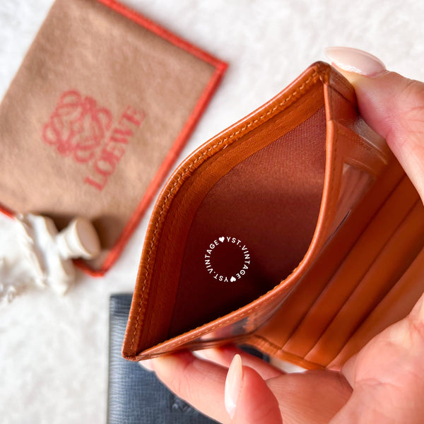 Vintage Loewe Card Holder - Black/ Autumn Brown