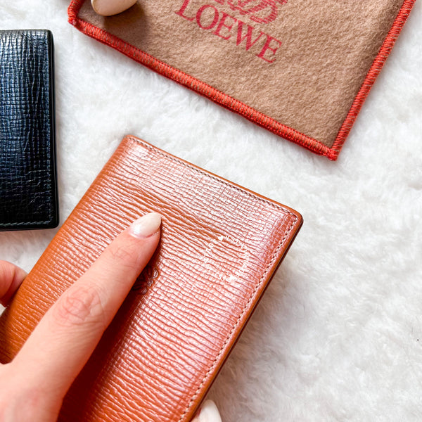 Vintage Loewe Card Holder - Black/ Autumn Brown
