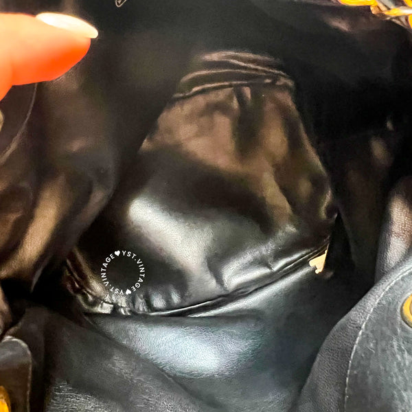 Vintage Chanel Small Bucket Bag with Coco Mark Chain - Black