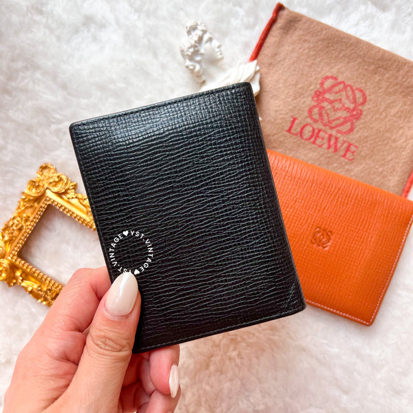 Vintage Loewe Card Holder - Black/ Autumn Brown