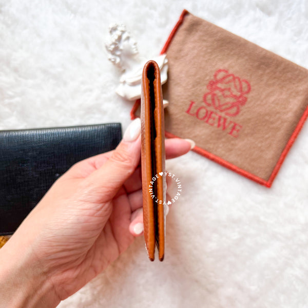 Vintage Loewe Card Holder - Black/ Autumn Brown