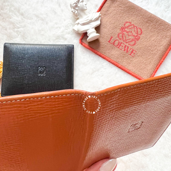 Vintage Loewe Card Holder - Black/ Autumn Brown