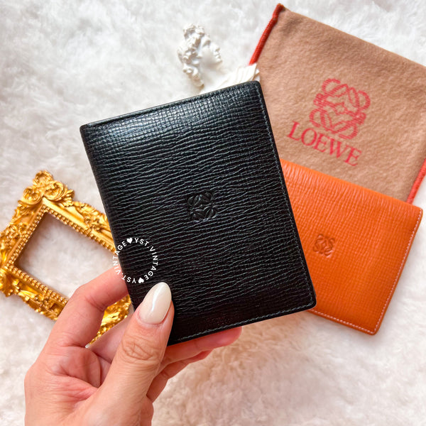 Vintage Loewe Card Holder - Black/ Autumn Brown