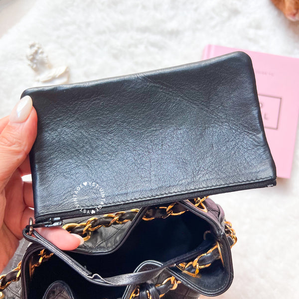 Vintage Chanel Small Bucket Bag with Coco Mark Chain - Black