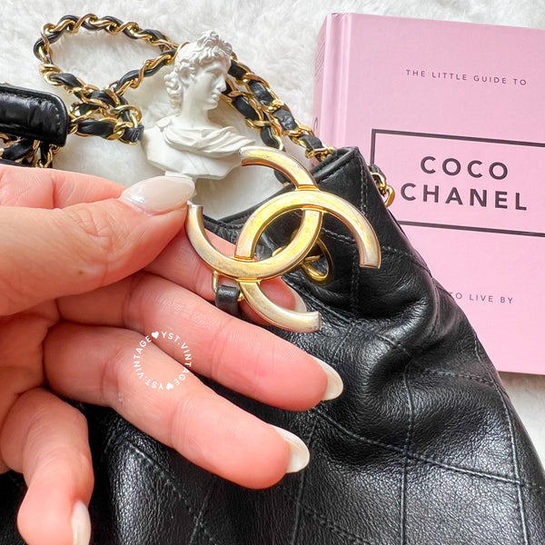 Vintage Chanel Small Bucket Bag with Coco Mark Chain - Black