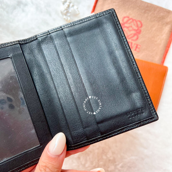 Vintage Loewe Card Holder - Black/ Autumn Brown