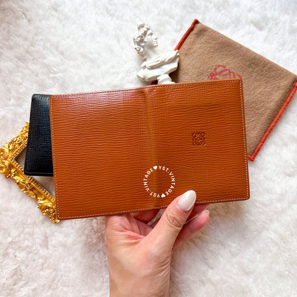 Vintage Loewe Card Holder - Black/ Autumn Brown