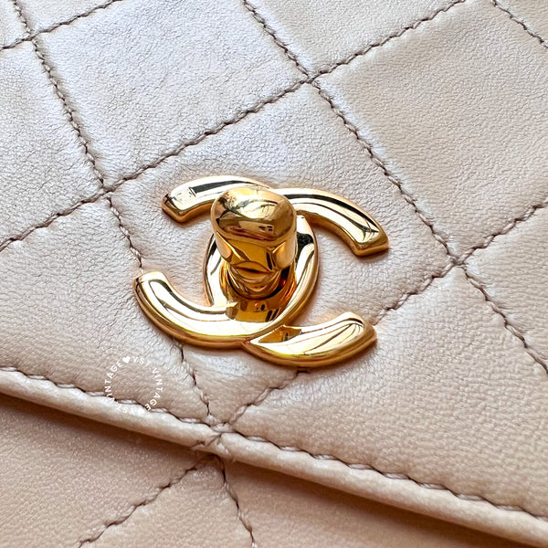 Vintage Chanel Trapezoid Kelly Bag - Light Beige