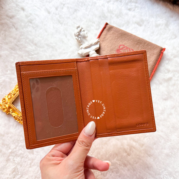 Vintage Loewe Card Holder - Black/ Autumn Brown