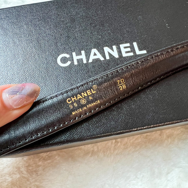 Vintage Chanel Cambon Square Buckle Leather Belt