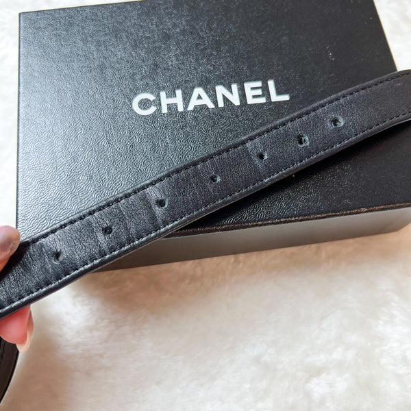 Vintage Chanel Cambon Square Buckle Leather Belt