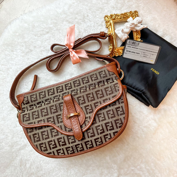 Vintage Fendi Zucca Crossbody/ Shoulder Bag