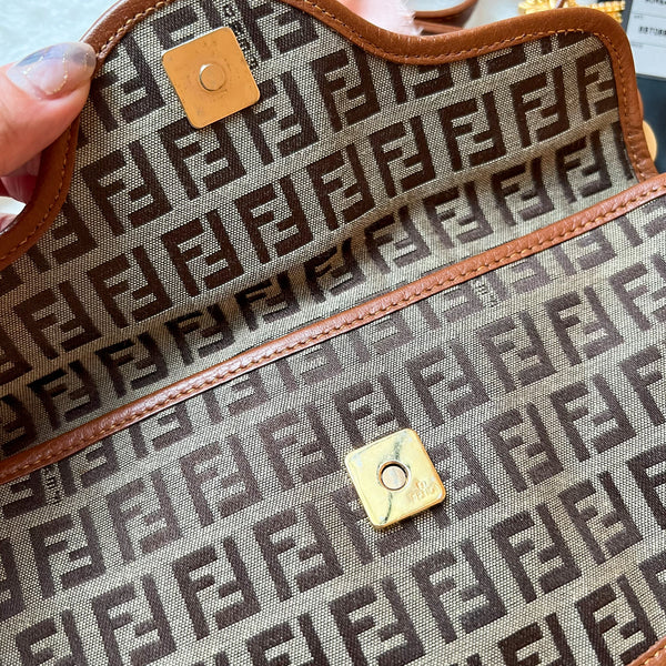 Vintage Fendi Zucca Crossbody/ Shoulder Bag