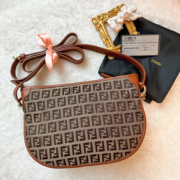 Vintage Fendi Zucca Crossbody/ Shoulder Bag
