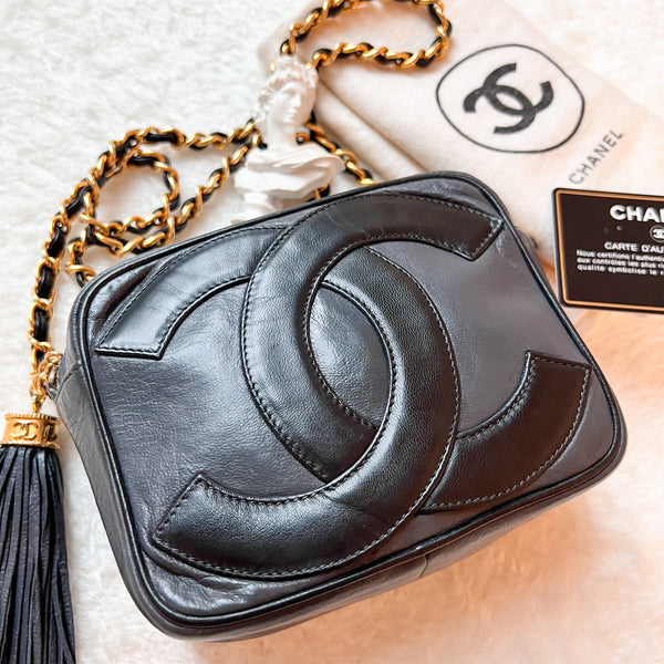 Vintage Chanel Coco Mark Camera Bag With Tassel - Ash x Black