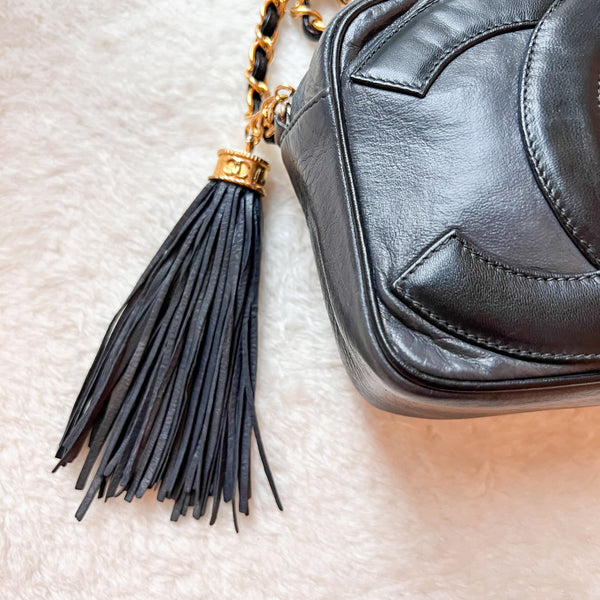 Vintage Chanel Coco Mark Camera Bag With Tassel - Ash x Black