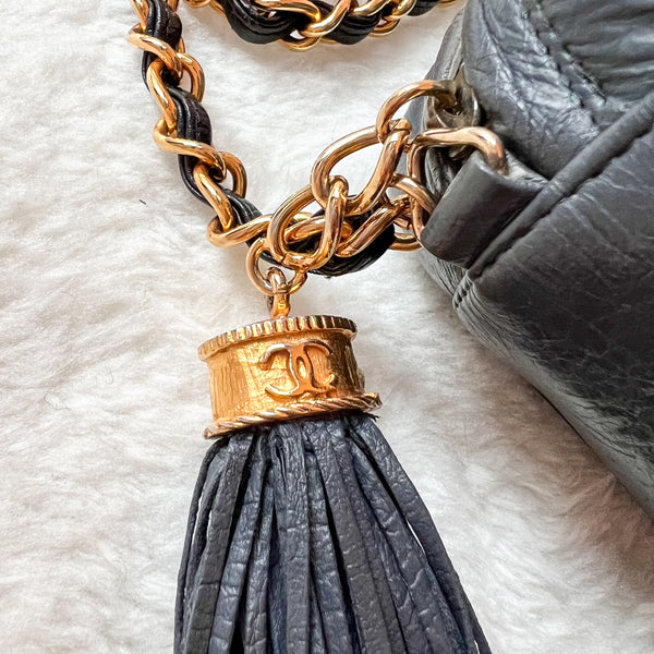 Vintage Chanel Coco Mark Camera Bag With Tassel - Ash x Black