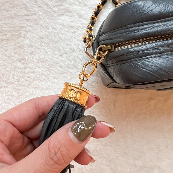 Vintage Chanel Coco Mark Camera Bag With Tassel - Ash x Black