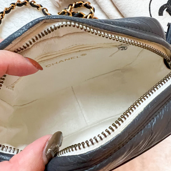 Vintage Chanel Coco Mark Camera Bag With Tassel - Ash x Black