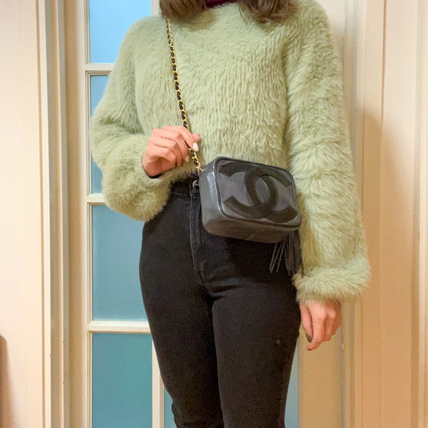 Vintage Chanel Coco Mark Camera Bag With Tassel - Ash x Black