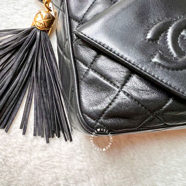 Vintage Chanel Square Camera Bag With Tassel - Black 003