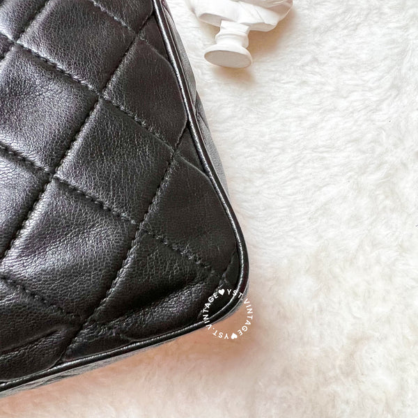 Vintage Chanel Square Camera Bag With Tassel - Black 003