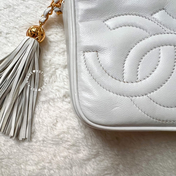 Vintage Chanel Camera Bag With Triple Coco Mark - Snow White