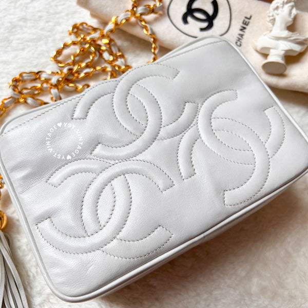 Vintage Chanel Camera Bag With Triple Coco Mark - Snow White