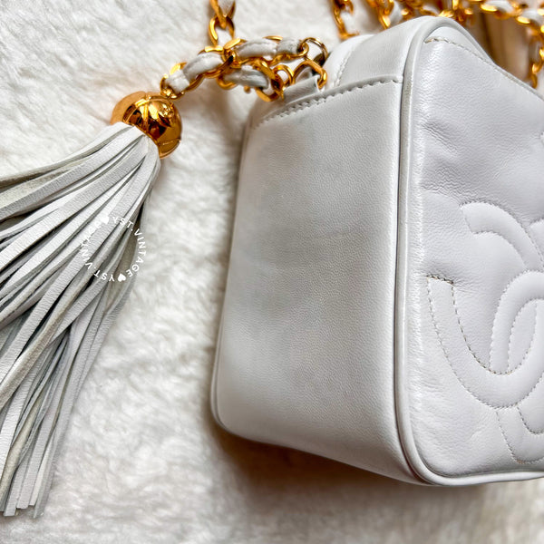 Vintage Chanel Camera Bag With Triple Coco Mark - Snow White