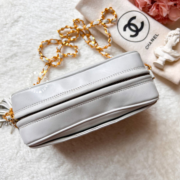 Vintage Chanel Camera Bag With Triple Coco Mark - Snow White