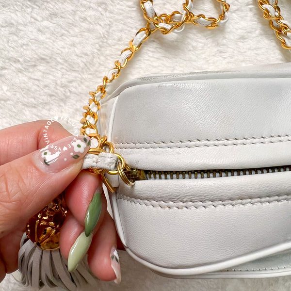Vintage Chanel Camera Bag With Triple Coco Mark - Snow White