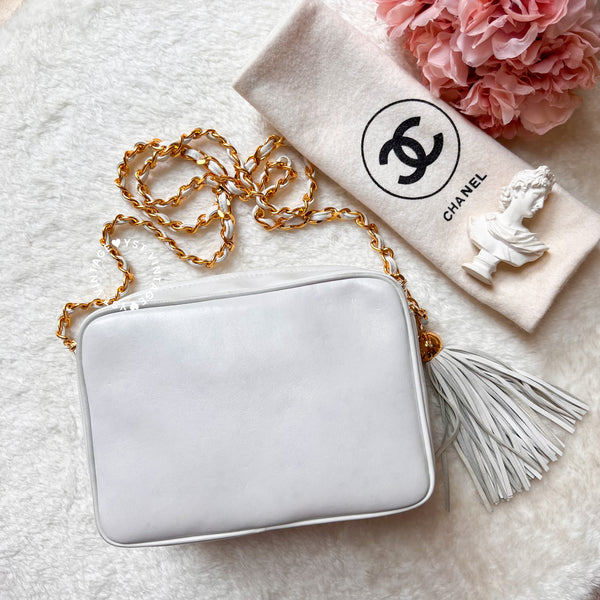 Vintage Chanel Camera Bag With Triple Coco Mark - Snow White