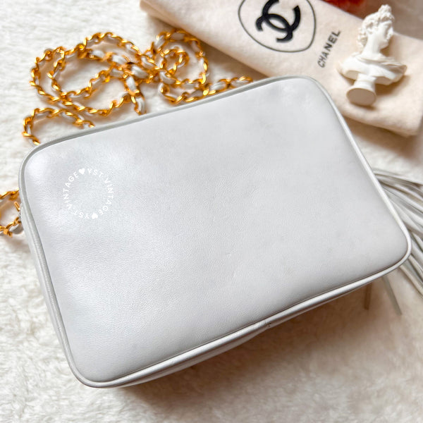 Vintage Chanel Camera Bag With Triple Coco Mark - Snow White