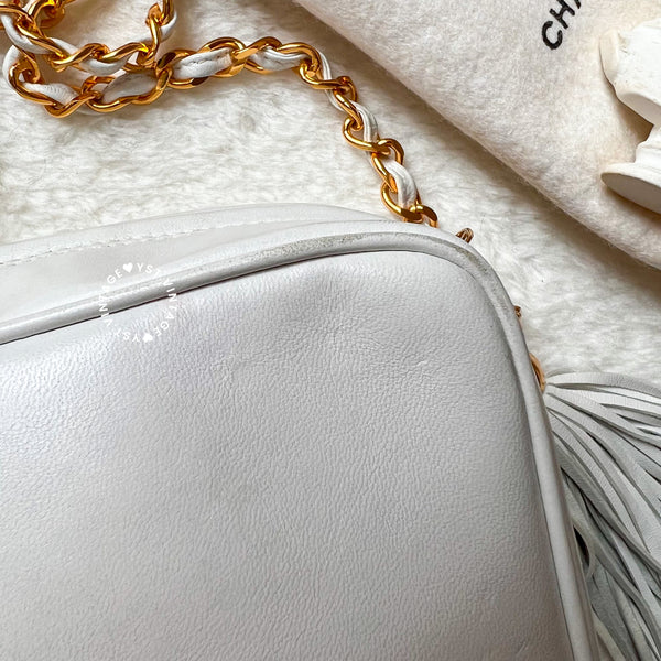 Vintage Chanel Camera Bag With Triple Coco Mark - Snow White