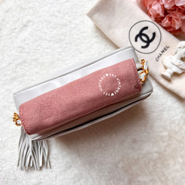 Vintage Chanel Camera Bag With Triple Coco Mark - Snow White