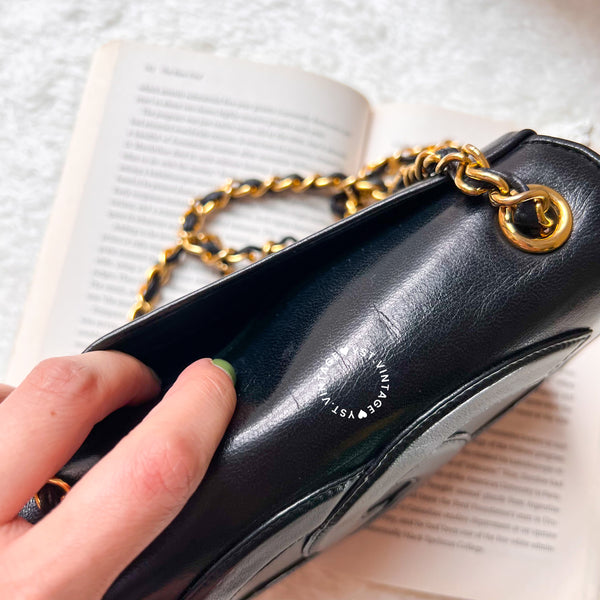 Vintage Chanel Coco Mark Mini Flap Bag - Black (Code: 030500)