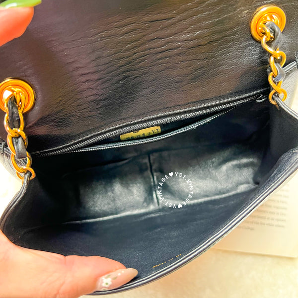 Vintage Chanel Coco Mark Mini Flap Bag - Black (Code: 030500)