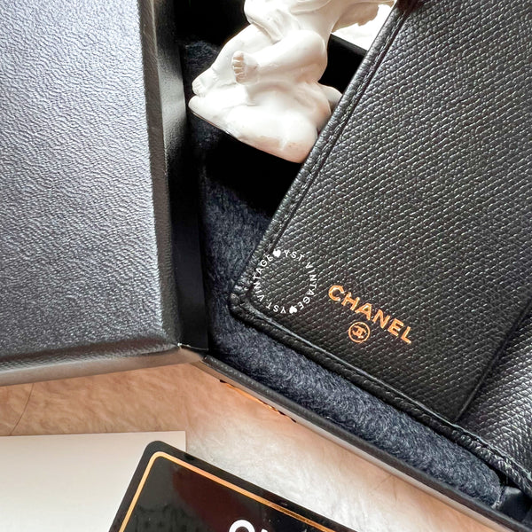 Vintage Chanel Caviar Card Holder - Black