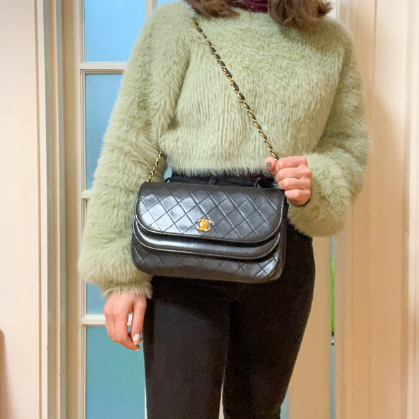 Vintage Chanel Double Flap Bag - Black