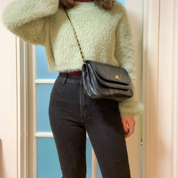 Vintage Chanel Double Flap Bag - Black