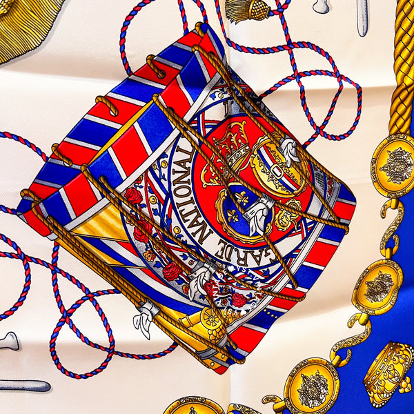 Vintage Hermès Les Tambours Silk Scarf by Joachim Metz