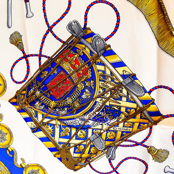 Vintage Hermès Les Tambours Silk Scarf by Joachim Metz