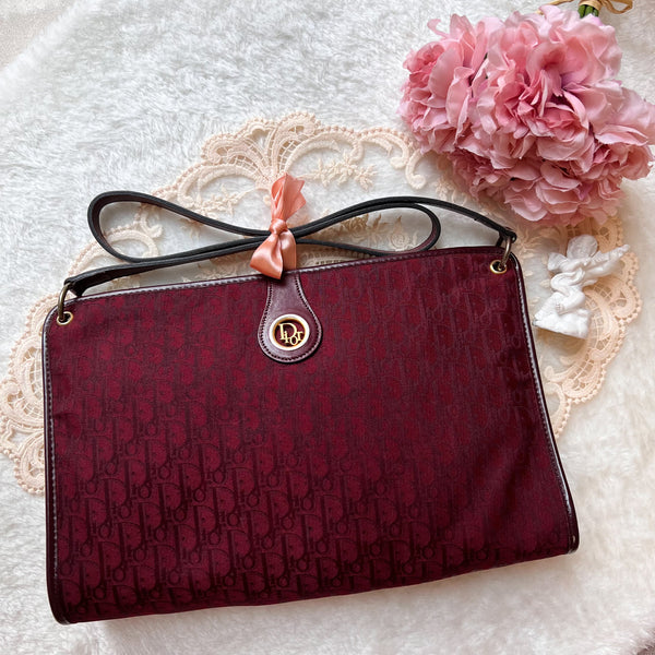 Vintage Dior Trotter Shoulder Bag - Burgundy