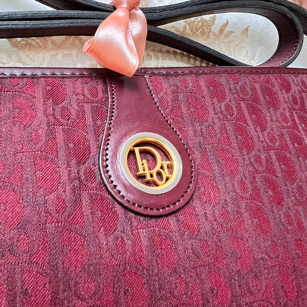 Vintage Dior Trotter Shoulder Bag - Burgundy