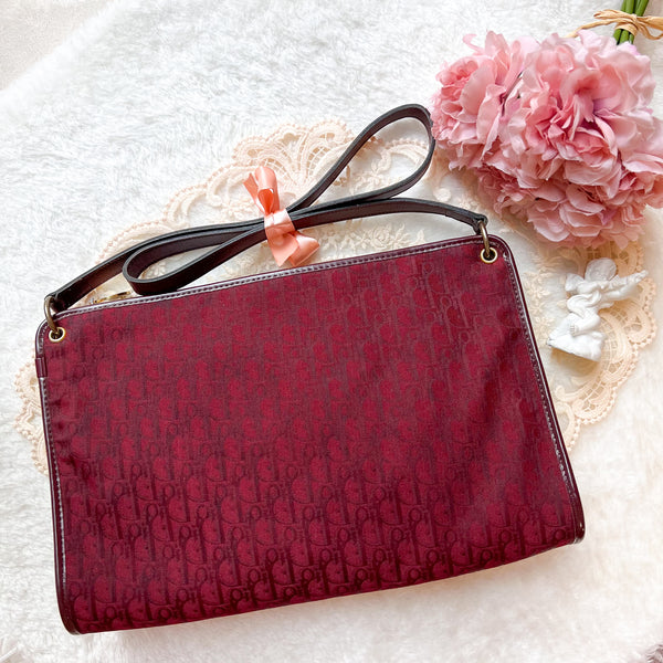 Vintage Dior Trotter Shoulder Bag - Burgundy