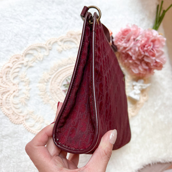 Vintage Dior Trotter Shoulder Bag - Burgundy