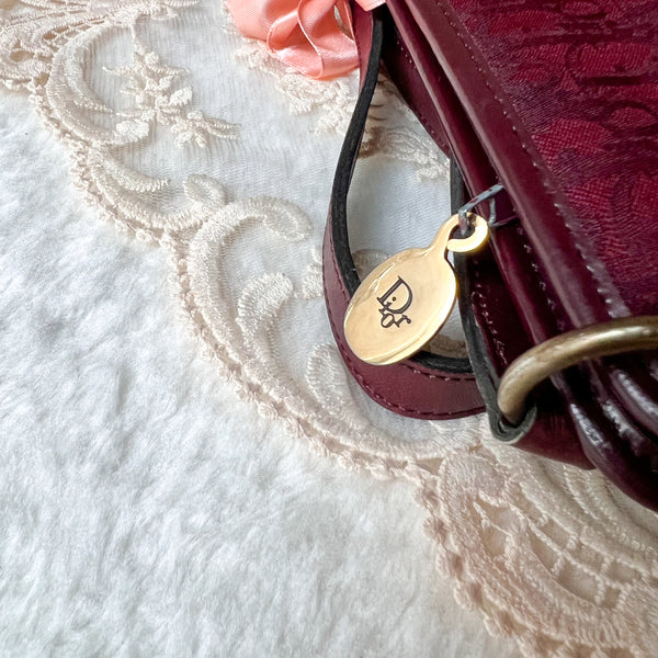 Vintage Dior Trotter Shoulder Bag - Burgundy